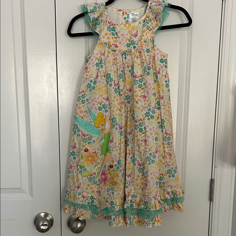 Disney Store Tinkerbell Appliqué Floral Dress with Tulle and butterfly details